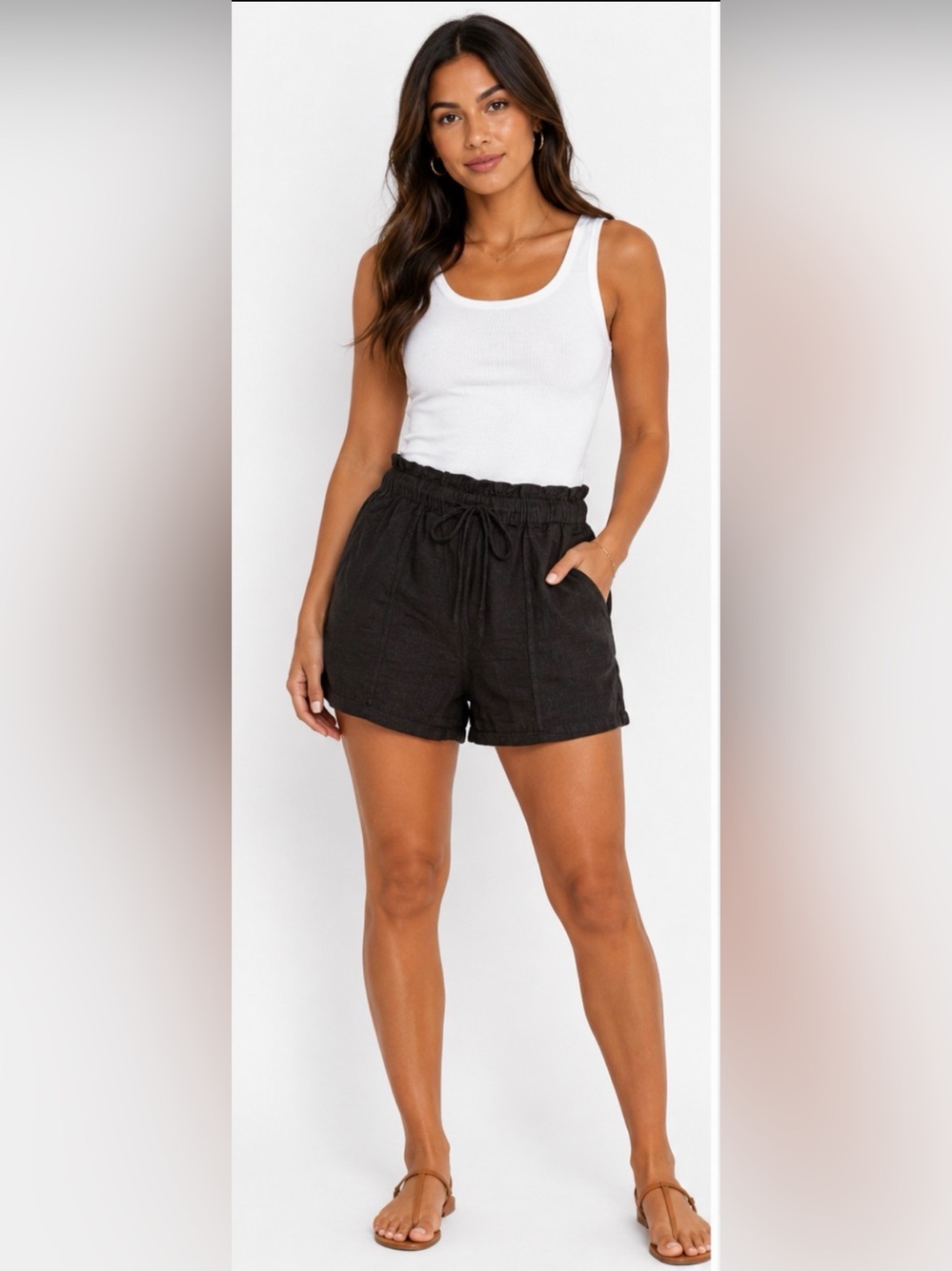Risen Black High Waisted Elastic Waist Shorts XL NWT Drawstring Casual Lounge